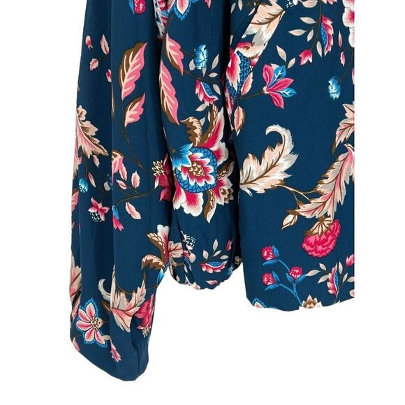DG2 Diane Gilman Jacket Plus Size 2X Floral Teal Pink Full Zip L/S Pockets NWT - Picture 7 of 16